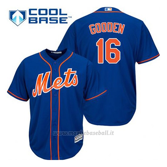 Maglia Baseball Uomo New York Mets Dwight Gooden 16 Blu Alterner 1ªCool Base